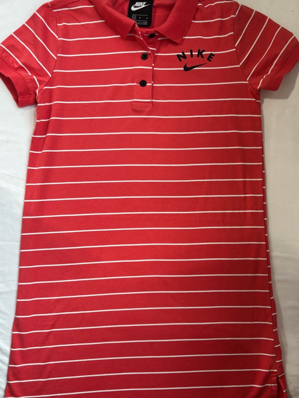 Nike Red & White Striped Kids Polo Dress